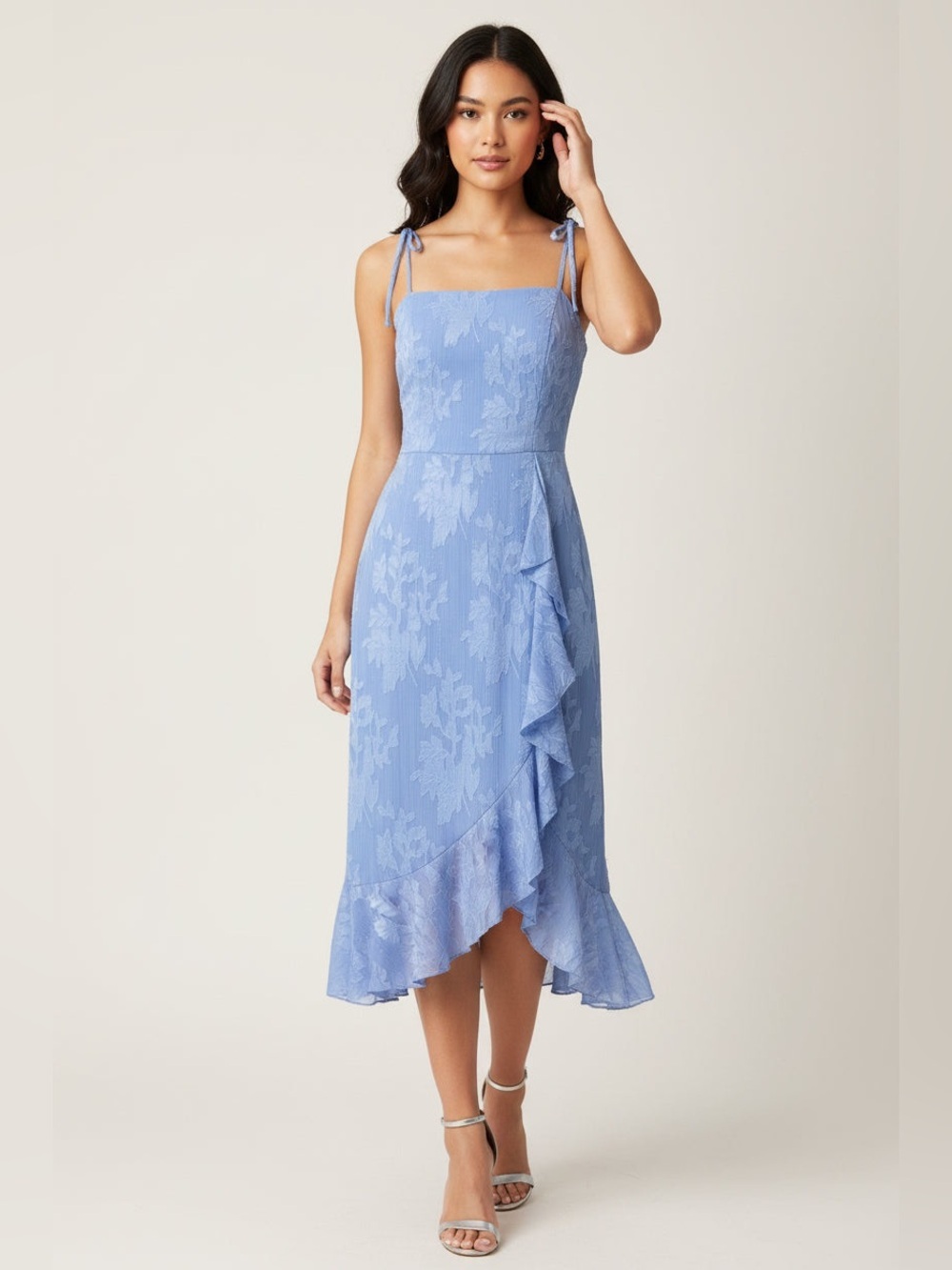 Light Blue Floral Maxi Slip Dress